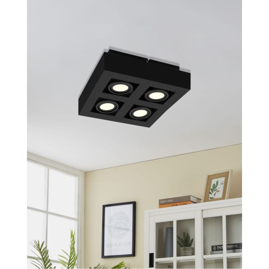 Eglo 31065 - LED virziena gaismeklis MENDOZA 4xLED/4,7W/230V 3000K melns