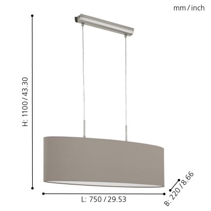Eglo - Lustra ar auklu 2xE27/60W/230V taupe