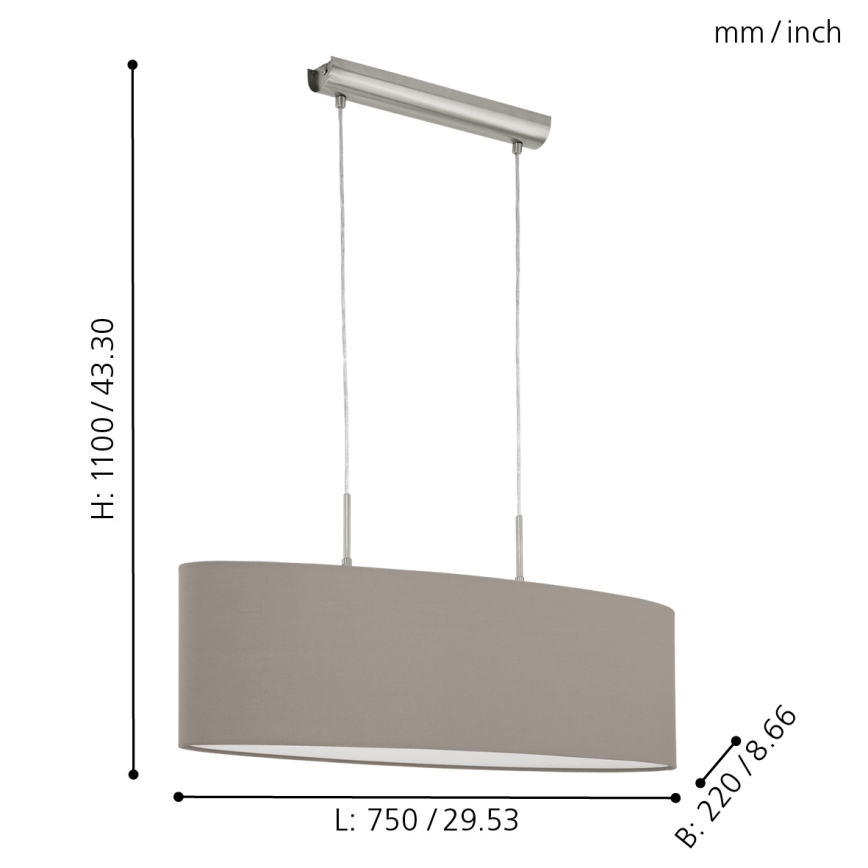 Eglo - Lustra ar auklu 2xE27/60W/230V taupe