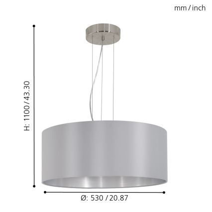 Eglo - Lustra ar auklu 3xE27/60W/230V