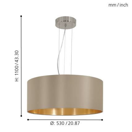 Eglo - Piekarama lustra uz vada 3xE27/60W/230V