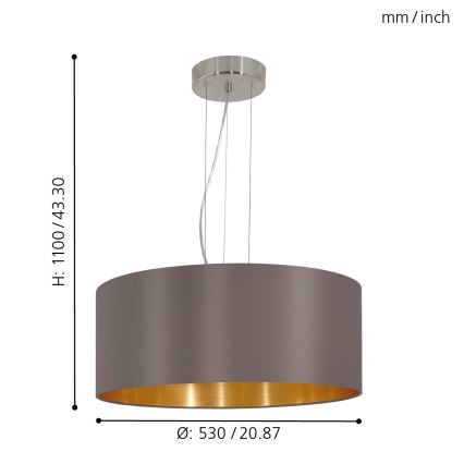 Eglo - Piekarama lustra ar vadu 3xE27/60W/230V