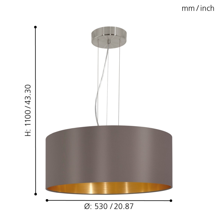 Eglo - Piekarama lustra ar vadu 3xE27/60W/230V