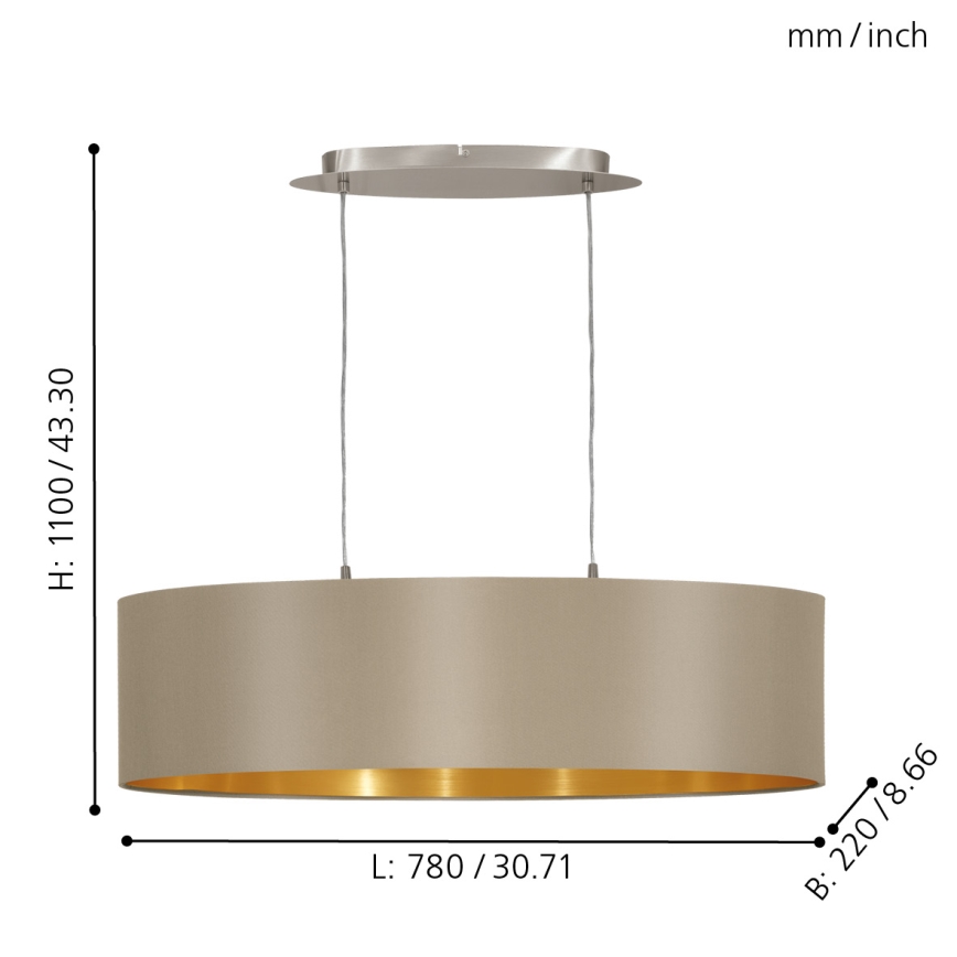 Eglo - Lustra ar auklu 2xE27/60W/230V
