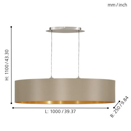 Eglo - Piekarama lustra uz vada 2xE27/60W/230V