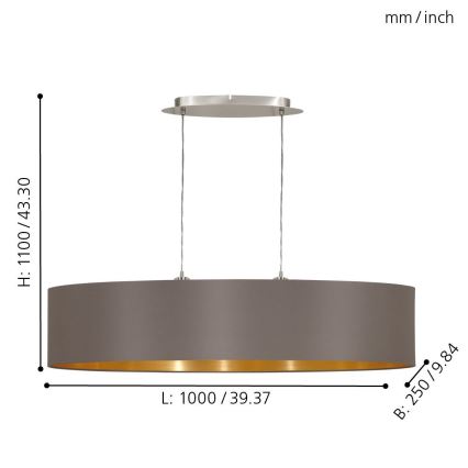 Eglo - Piekarama lustra uz vada 2xE27/60W/230V