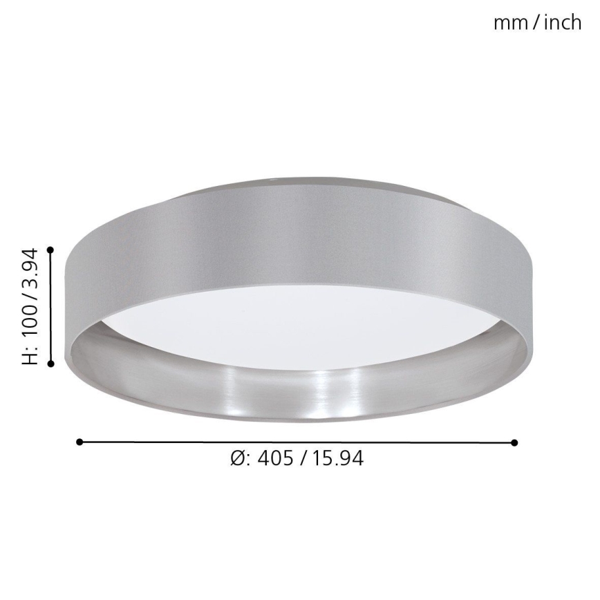Eglo 31623 - LED griestu gaismeklis MASERLO LED/16W/230V 3000K Ø 40,5 cm pelēka/sudraba