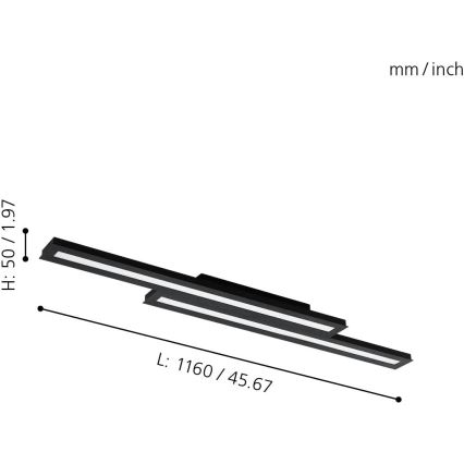 Eglo 31715 - LED RGBW Aptumšojama griestu lampa SALITERAS-Z LED/20,4W/230V 2700-6500K melna