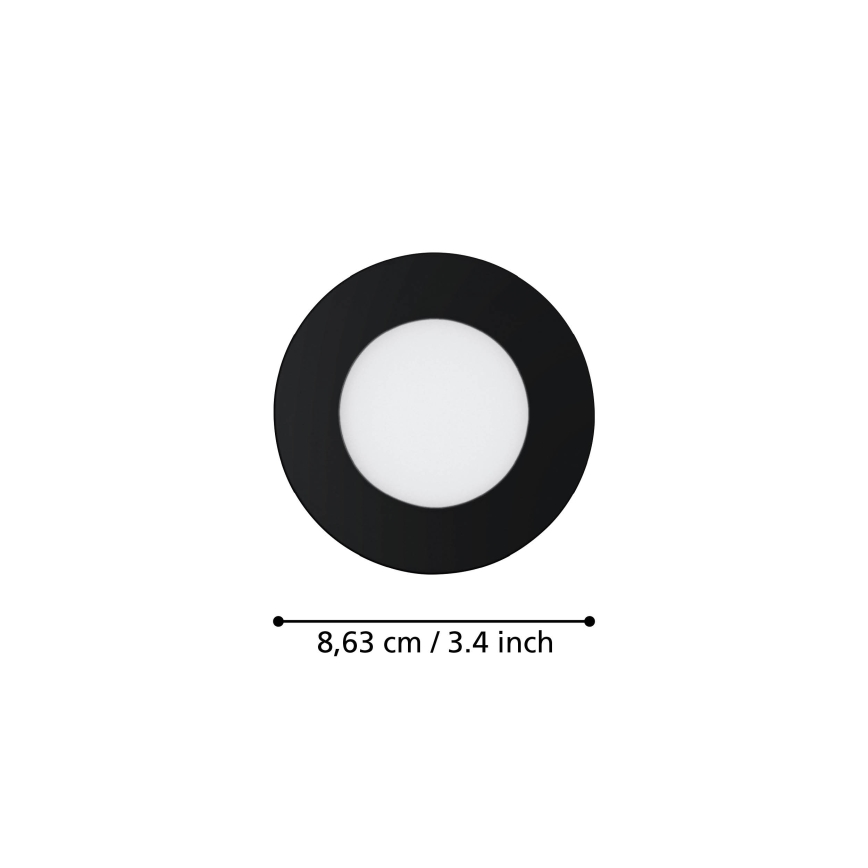 Eglo 31743 - komplekts 3x aptumšojami LED iebūvējamie vannas istabas griestu gaismekļi FUEVA-Z LED/2,8W/230V 2700–6500 K IP44 melni Ø 8,5 cm