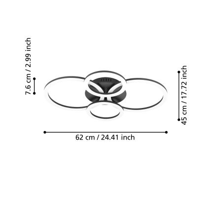Eglo 31769 - LED Aptumšojama griestu lampa PARRAPOS-Z LED/41W/230V 3000-6500K melna