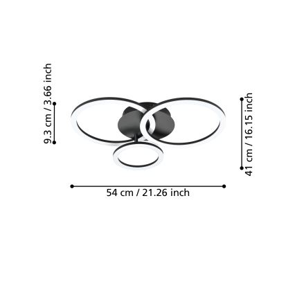Eglo 31771 - LED Aptumšojama griestu lampa PARRAPOS-Z LED/33W/230V 3000-6500K melna