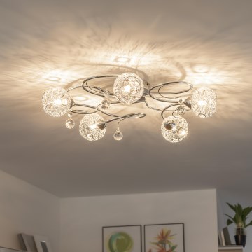 Eglo 32103 - Virsmas montējama griestu lustra VELAGO 5xG9/33W/230V spīdīgs hroms