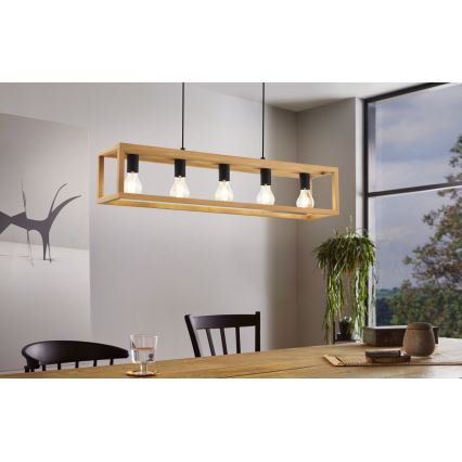 Eglo 32143 - griestu lampa uz kabeļa BLACKCROWN 5xE27/40W/230V brūna
