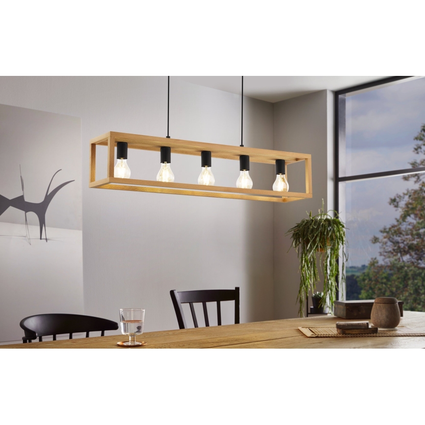 Eglo 32143 - griestu lampa uz kabeļa BLACKCROWN 5xE27/40W/230V brūna