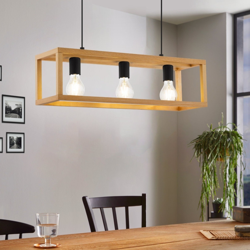 Eglo 32144 - Piekārta lustra uz troses BLACKCROWN 3xE27/40W/230V brūna
