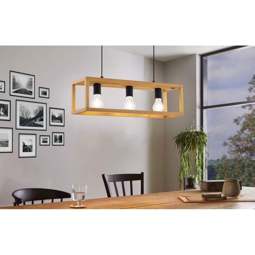 Eglo 32144 - Piekārta lustra uz troses BLACKCROWN 3xE27/40W/230V brūna