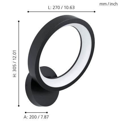 Eglo 32325 - LED RGBW Aptumšojama sienas lampa MARGHERA-C LED/16W/230V 2700-6500K melna