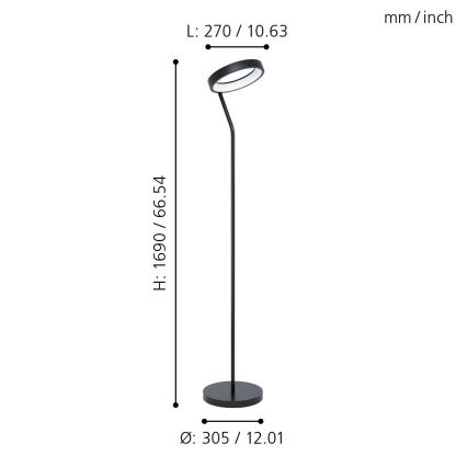 Eglo 32327 - LED RGBW dimējama grīdas lampa MARGHERA-C LED/15,5W/230V 2700-6500K melna