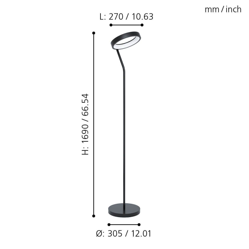 Eglo 32327 - LED RGBW dimējama grīdas lampa MARGHERA-C LED/15,5W/230V 2700-6500K melna