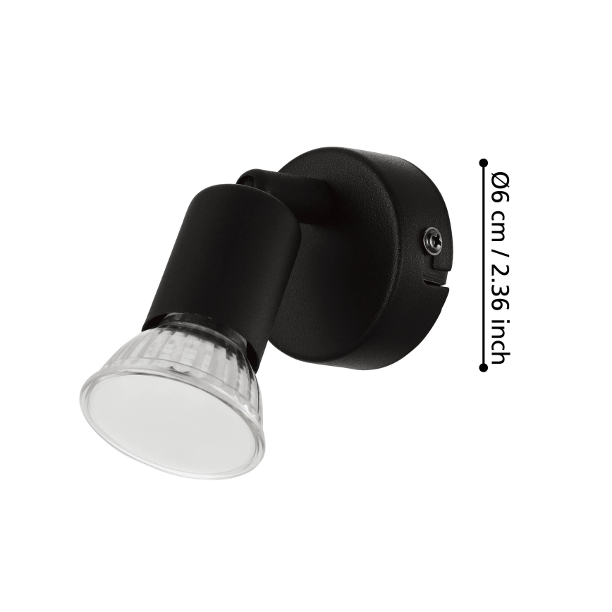 Eglo - LED Sienas starmetis 1xGU10/2,8W/230V 3000K melna