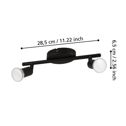 Eglo - LED Starmetis 2xGU10/2,8W/230V 3000K melna