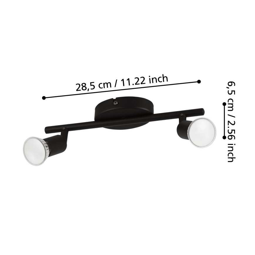 Eglo - LED Starmetis 2xGU10/2,8W/230V 3000K melna