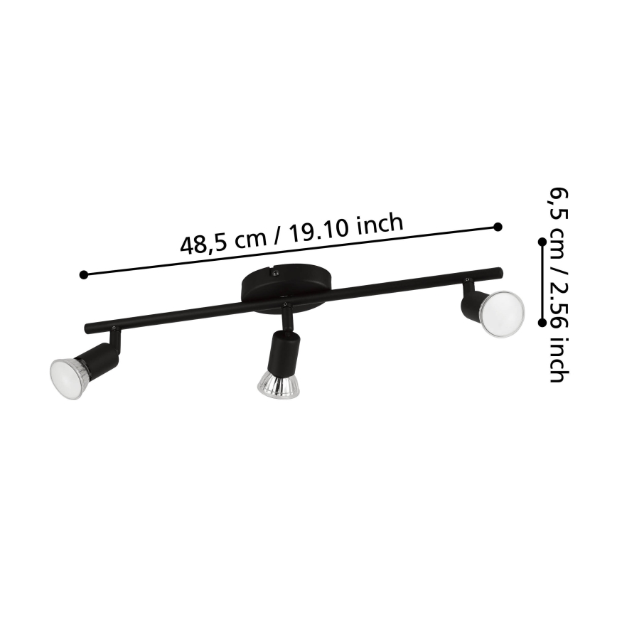 Eglo - LED Starmetis 3xGU10/2,8W/230V 3000K melna