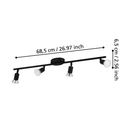 Eglo - LED Starmetis 4xGU10/2,8W/230V 3000K melna