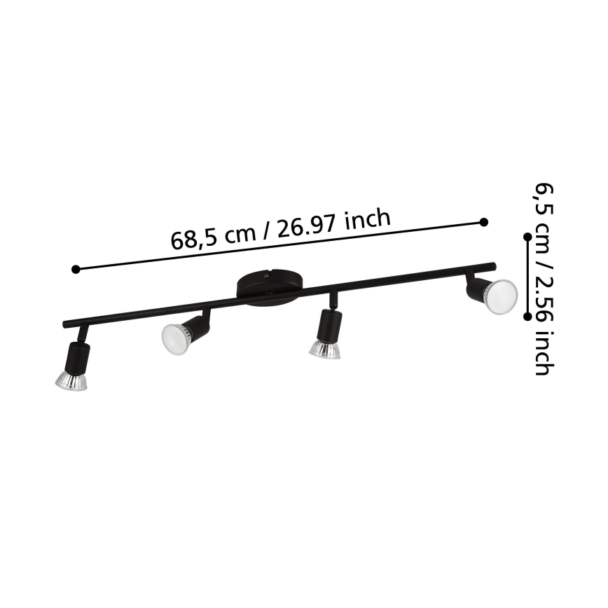 Eglo - LED Starmetis 4xGU10/2,8W/230V 3000K melna
