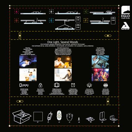 Eglo 32547 - LED RGBW Aptumšojams virsapmetuma/iegremdējams panelis 2in1 SALOBRENA-C LED/34W/230V balta 60x60 cm + tālvadības pults