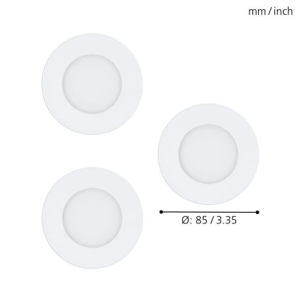 Eglo - Komplekts 3x LED RGB dimmējami iebūvējamie griestu gaismekļi FUEVA-C LED/3W/230V Ø 8,5 cm