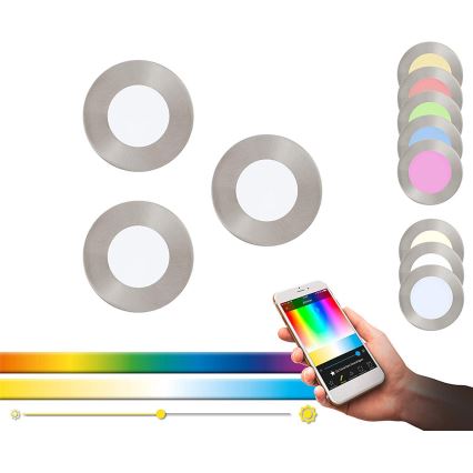 Eglo - KOMPLEKTS 3x LED RGB Aptumšojama piekaramo griestu lampa FUEVA-C 1xLED/3W/230V