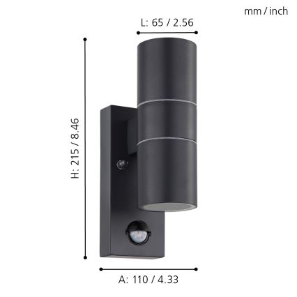 Eglo - LED Āra sienas lampa ar sensoru 2xGU10/3W/230V IP44