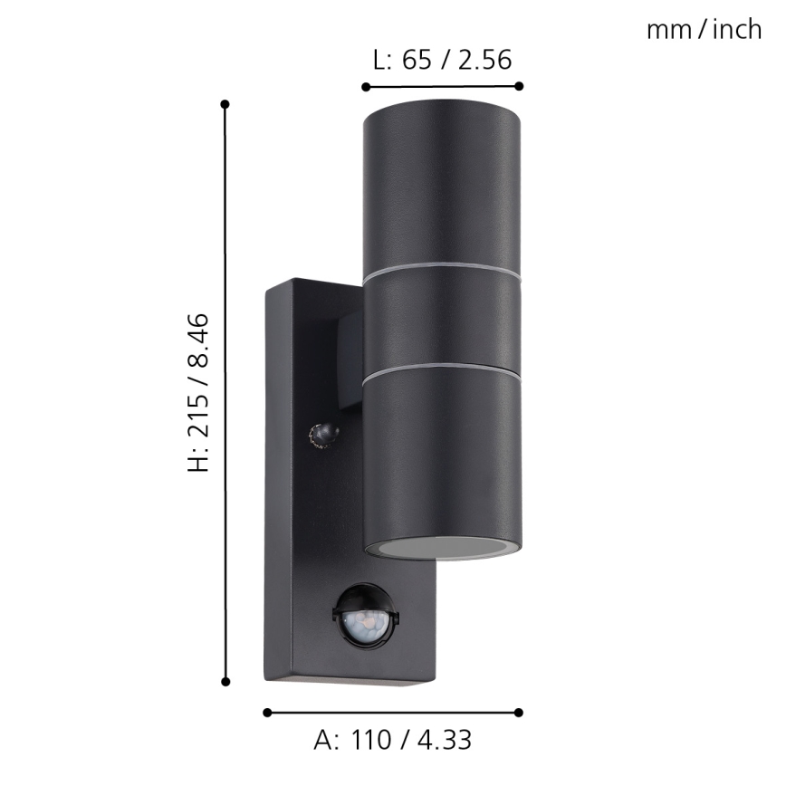 Eglo - LED Āra sienas lampa ar sensoru 2xGU10/3W/230V IP44