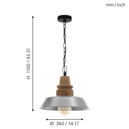 Eglo 33024 - Lustra ar ķēdi RIDDLECOMBE 1xE27/60W/230V