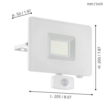 Eglo - LED plūdu gaismeklis ar sensoru LED/50W/230V IP44