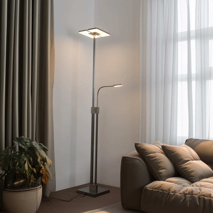 Eglo 33182 - LED Aptumšojama grīdas stāvlampa SOLANO 1xLED/26W/230V +1xLED/3,2W 3000K matēts hroms