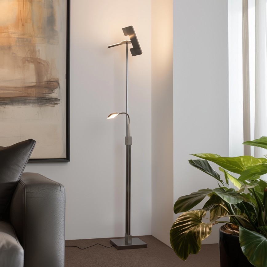 Eglo 33182 - LED Aptumšojama grīdas stāvlampa SOLANO 1xLED/26W/230V +1xLED/3,2W 3000K matēts hroms