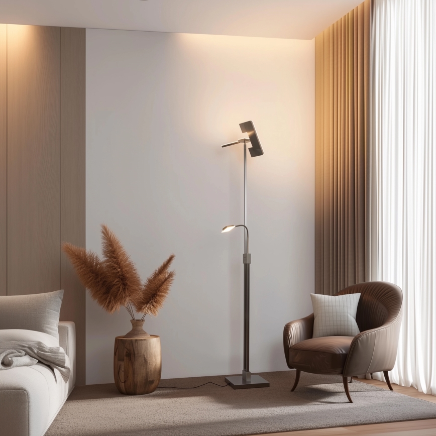 Eglo 33182 - LED Aptumšojama grīdas stāvlampa SOLANO 1xLED/26W/230V +1xLED/3,2W 3000K matēts hroms