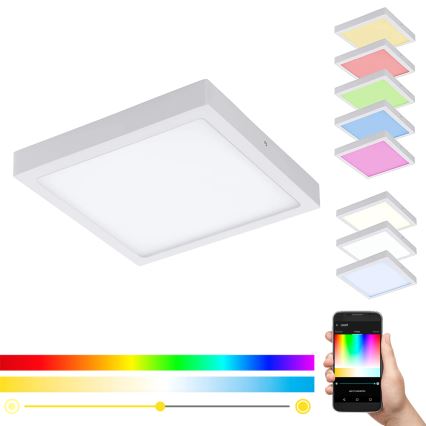 Eglo 33209 - LED RGBW ar regulējamu spilgtumu griestu lampa FUEVA-C LED/21W/230V 2700-6500K 30x30 cm balta