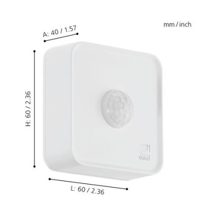 Eglo 33236 - Āra kustību sensors CONNECT SENSOR 3xAA 12 m balta IP44