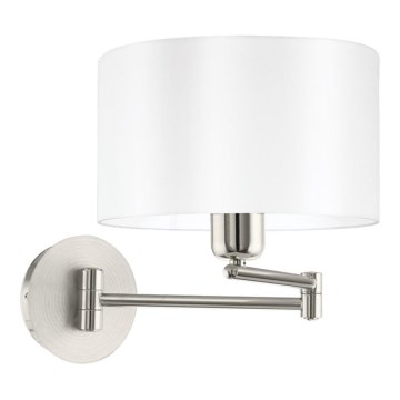 Eglo 33269 - Sienas lampa PASTERI 1xE27/60W/230V matēts hroms/balta
