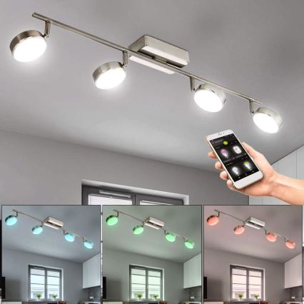 Eglo 33274 - LED RGBW Aptumšojams starmetis CORROPOLI-C 4xLED/5W/230V