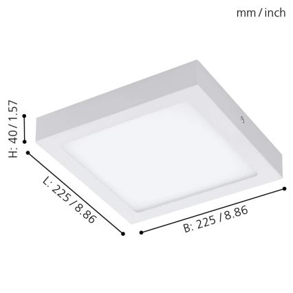 Eglo 33316 - LED RGBW Dimējams griestu gaismeklis FUEVA-C LED/15,6W/230V 2700-6500K 22,5x22,5 cm balta