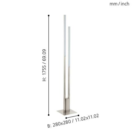 Eglo 33323 - LED RGBW Aptumšojama grīdas stāvlampa FRAIOLI-C 2xLED/17W/230V 2700-6500K matēts hroms