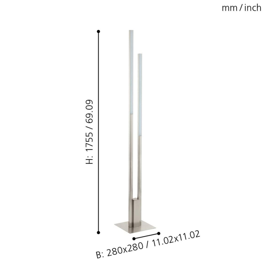 Eglo 33323 - LED RGBW Aptumšojama grīdas stāvlampa FRAIOLI-C 2xLED/17W/230V 2700-6500K matēts hroms