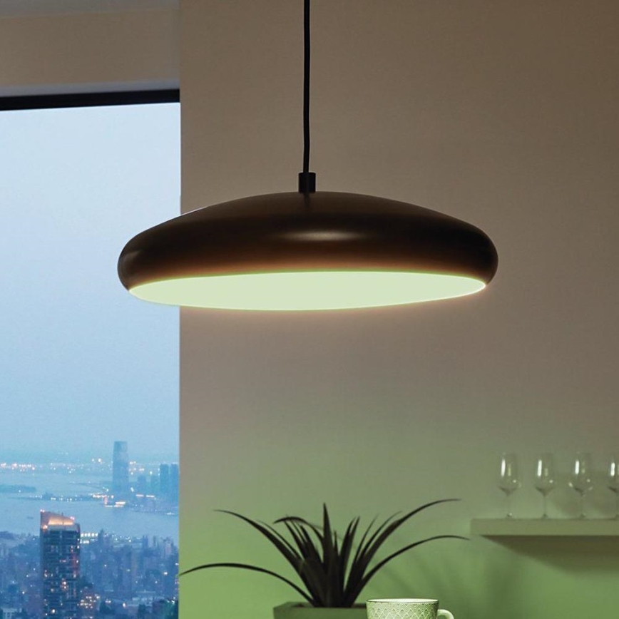 Eglo 33328 - LED RGBW Aptumšojuma lustra ar auklu RIODEVA-C LED/27W/230V 2700-6500K melna