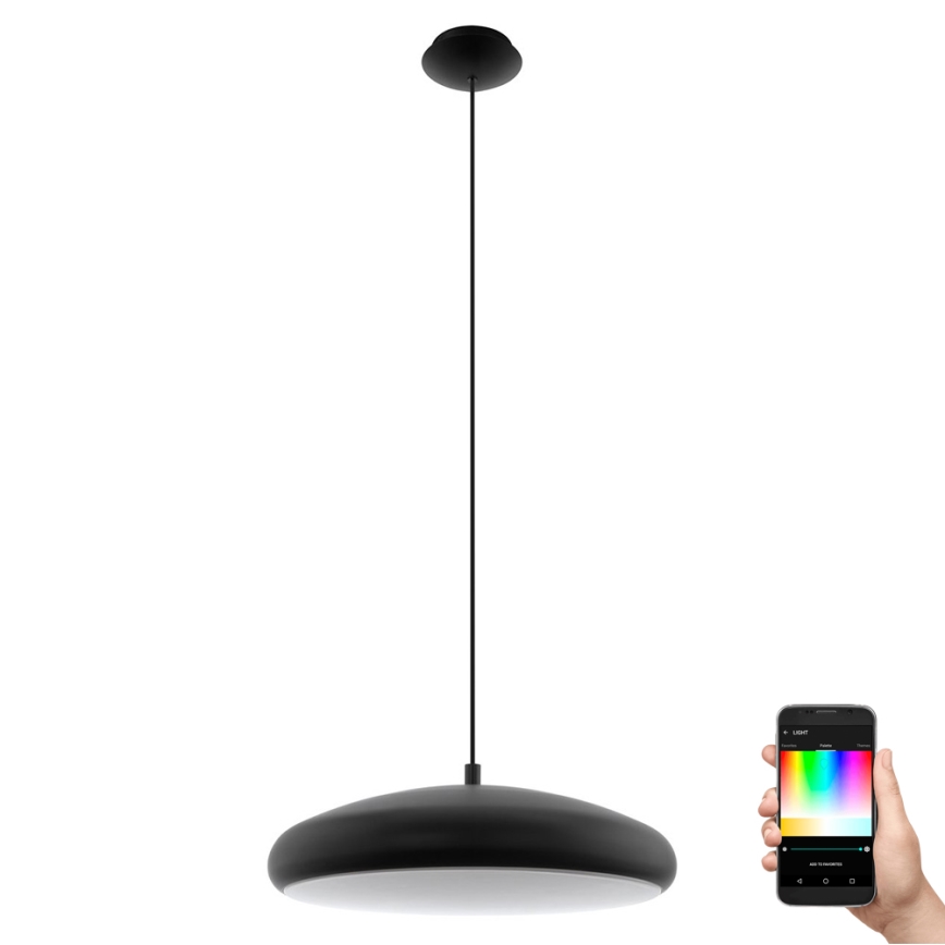 Eglo 33328 - LED RGBW Aptumšojuma lustra ar auklu RIODEVA-C LED/27W/230V 2700-6500K melna
