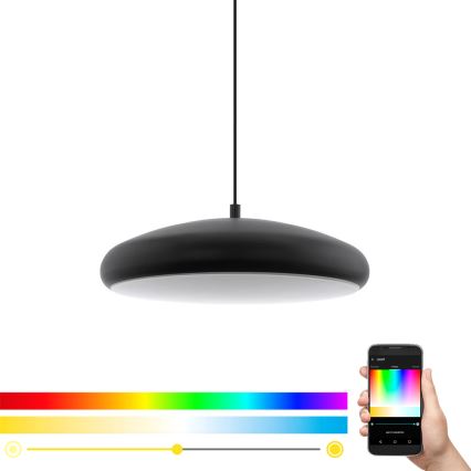 Eglo 33328 - LED RGBW Aptumšojuma lustra ar auklu RIODEVA-C LED/27W/230V 2700-6500K melna