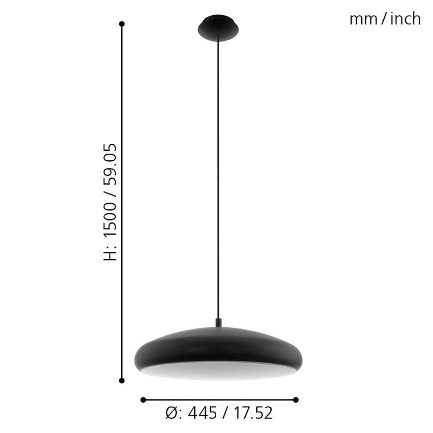 Eglo 33328 - LED RGBW Aptumšojuma lustra ar auklu RIODEVA-C LED/27W/230V 2700-6500K melna